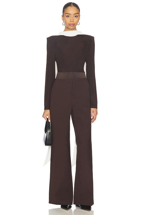 view 2 of 4 Long-sleeved Scarf Top in Chicory Coffee Combo