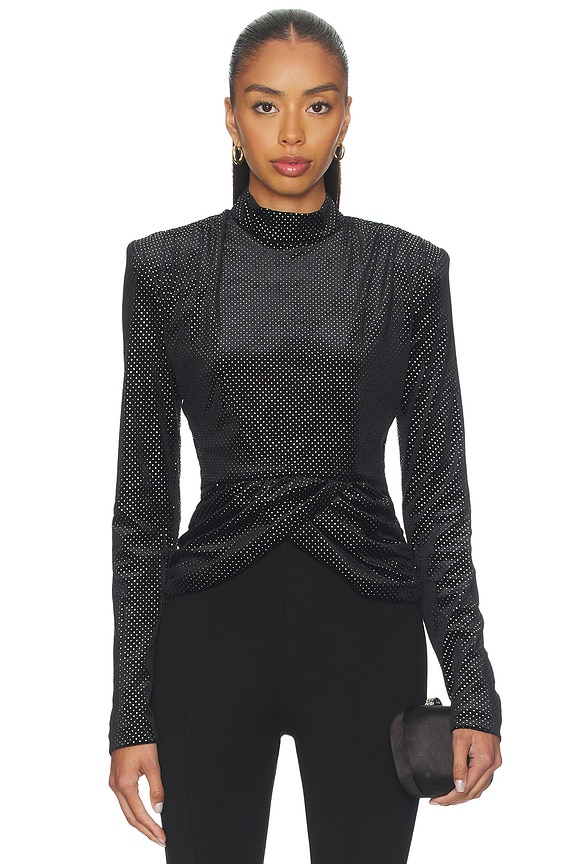 view 1 of 5 Velvet Draped Top in Black