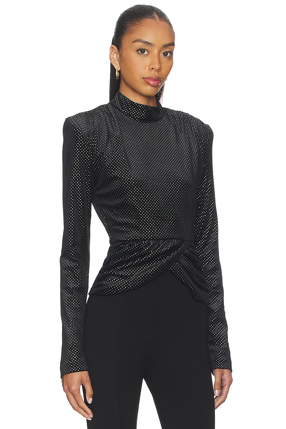 view 2 of 5 Velvet Draped Top in Black