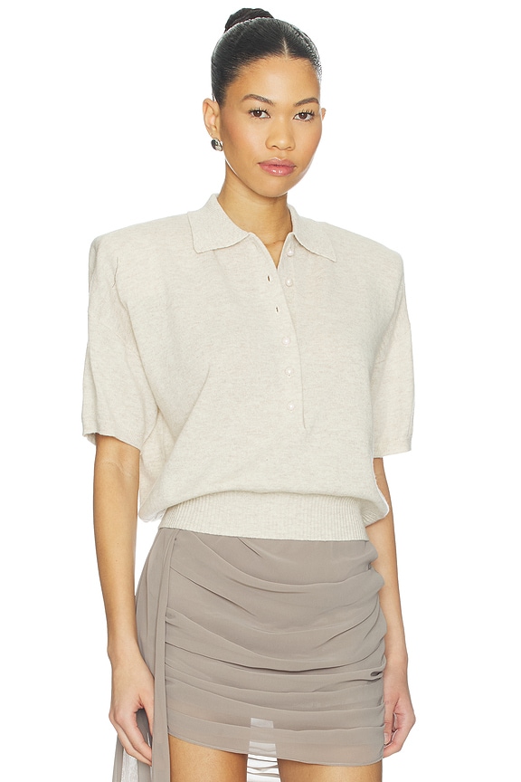 view 2 of 4 Knitted Polo Top in Oxford Tan