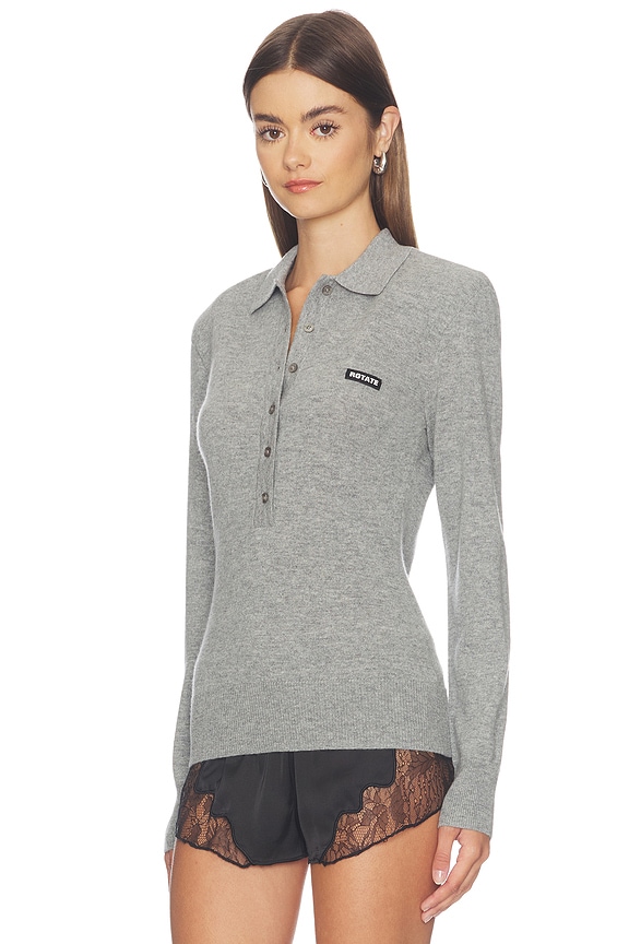 view 2 of 5 Wool Longleeve Polo in Frost Gray