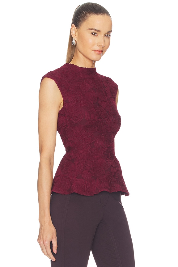 view 2 of 5 TOP MAILLE FILET FLOWER MESH TOP in Decadent Chocolate