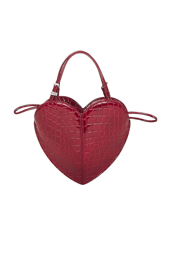 view 2 of 5 BOLSO DE CORAZÓN PATENT CROCO HEART BAG in Windsor Wine