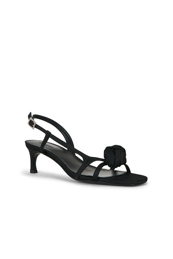 view 2 of 5 SANDALIA MID HEEL KNOT SATIN STRAPPY  in Black