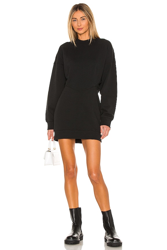 view 1 of 3 Sculpted Long Sleeve Crewneck Mini Dress in Black