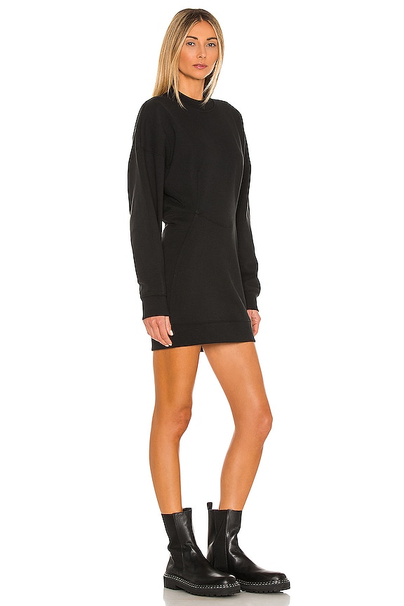 view 2 of 3 Sculpted Long Sleeve Crewneck Mini Dress in Black