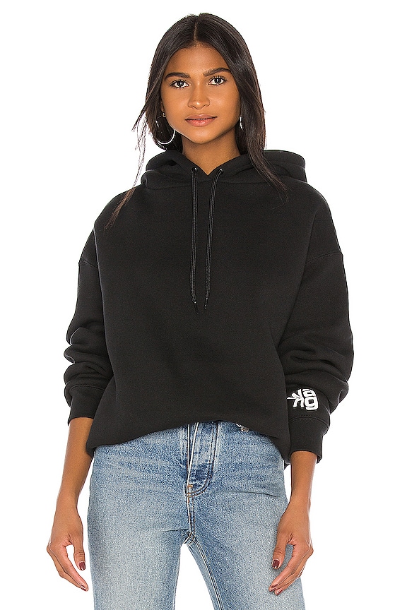 Alexander Wang Dense Fleece Bubble Hoodie in Black | REVOLVE