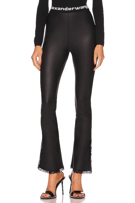 view 1 of 4 Lace Slit Hem Legging in Black