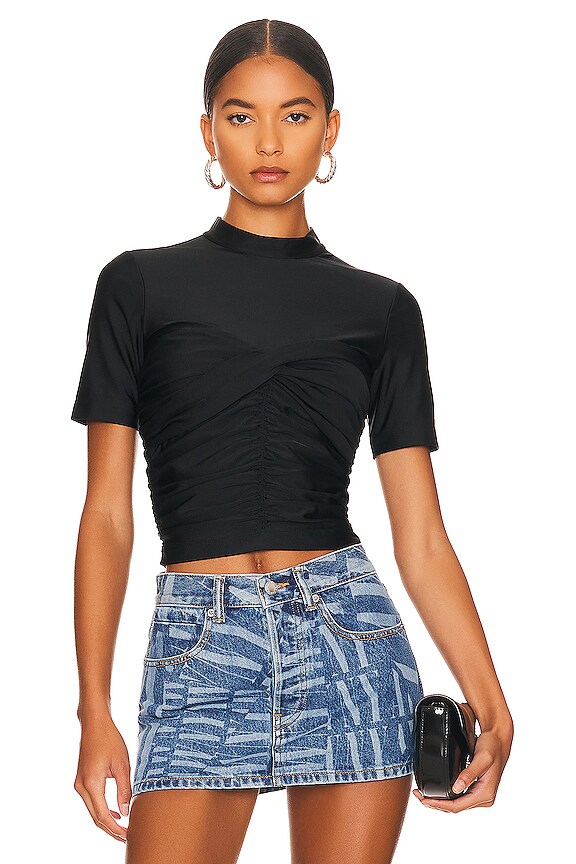 view 1 of 4 Ruched Mock Neck Top in Black