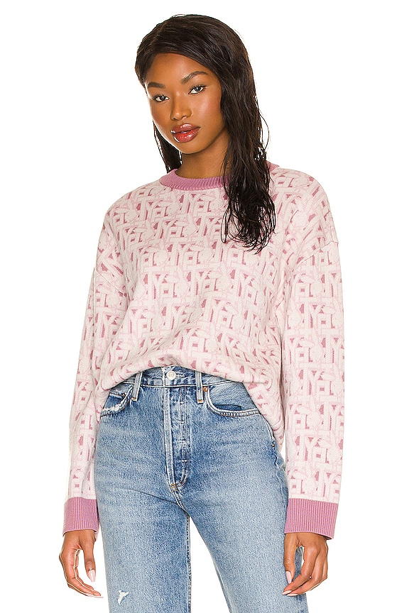 view 2 of 4 x Playboy Bunny Stencil Crew Neck Pullover in Baby Pink & White