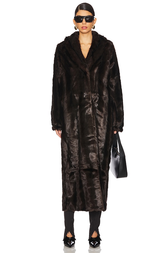 view 2 of 4 Dixie Faux Fur Long Coat in Espresso