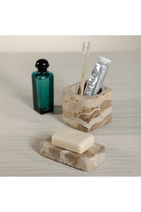 view 2 of 2 JABONERA DE MÁRMOL MARBLE SOAP BAR HOLDER in Crema Fossil