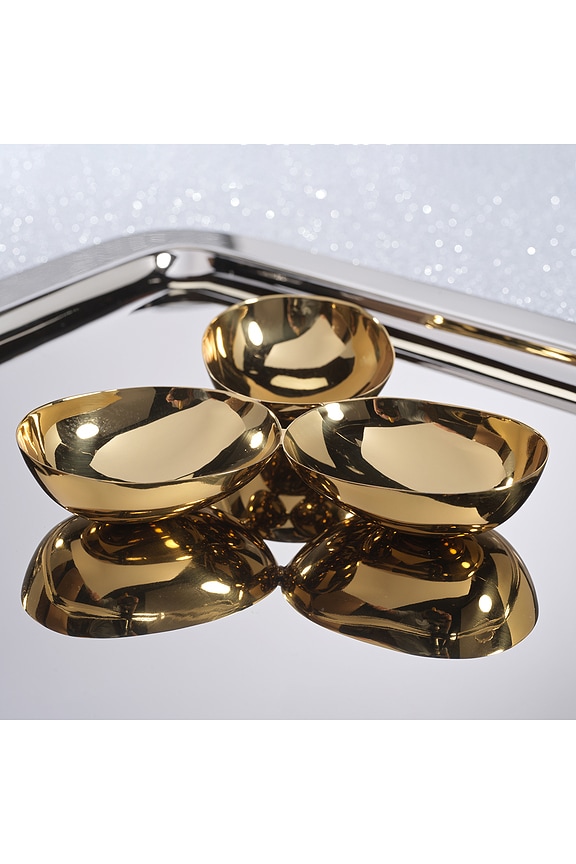 view 2 of 2 Triple Nut Bowl in Polished Gold