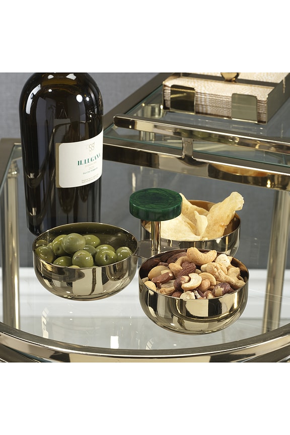 view 2 of 3 Spiga Condiment Set in Gold & Green