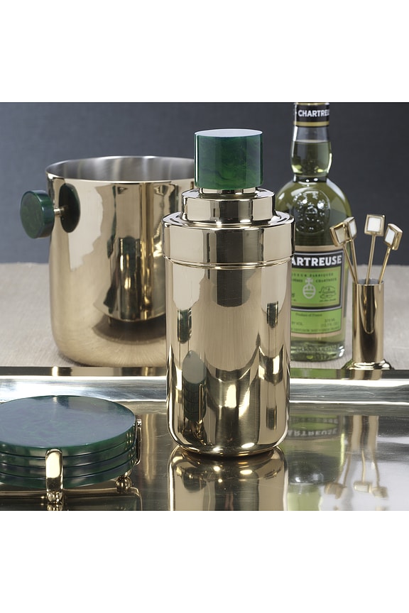 view 2 of 4 Spiga Cocktail Shaker in Gold & Green