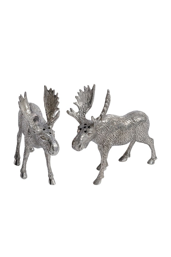 view 2 of 4 SALIÈRE ET POIVRIÈRE ST. ANTON PEWTER MOOSE SALT AND PEPPER SHAKERS in Pewter