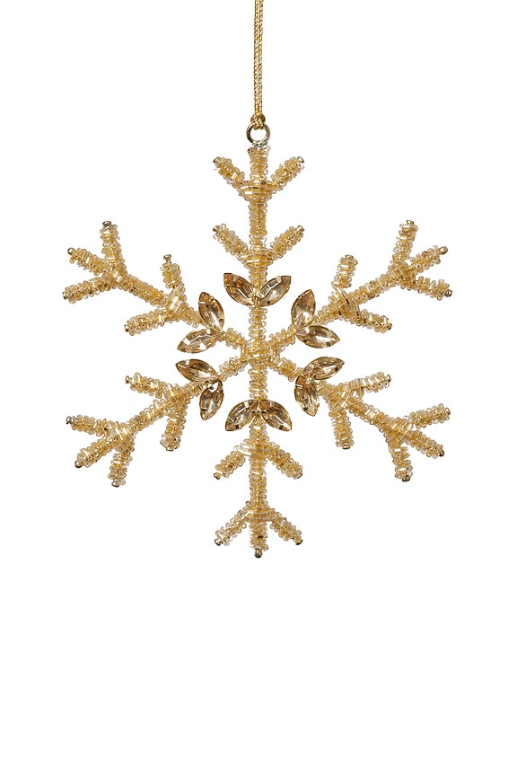 view 2 of 2 Beaded Snowflake Ornament Set Of 12 in Gold