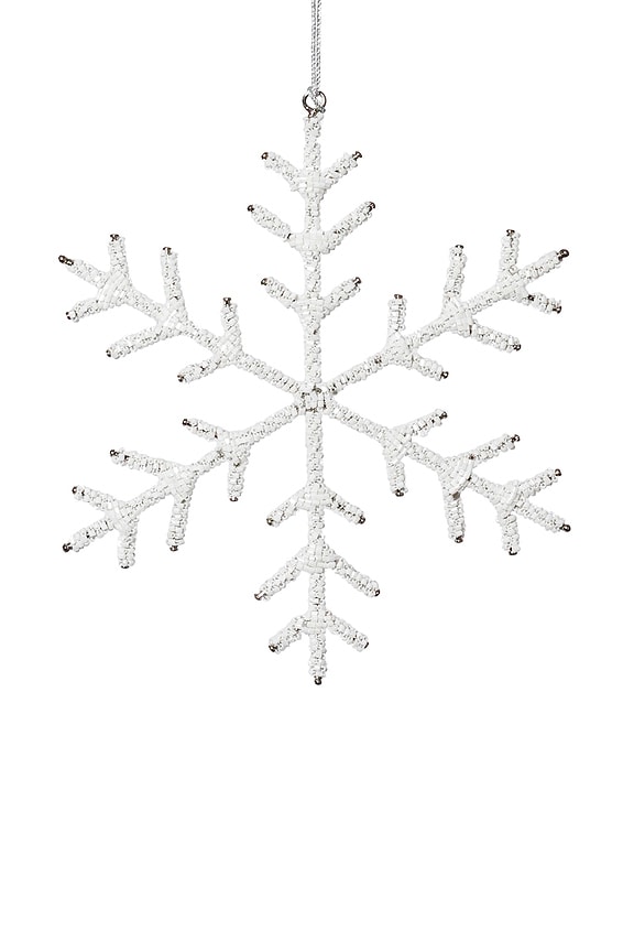 view 2 of 2 Beaded Snowflake Ornament Set Of 12 in White