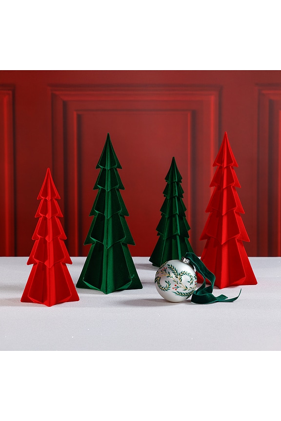 view 2 of 2 Small Flocked Decorative Tree in Red