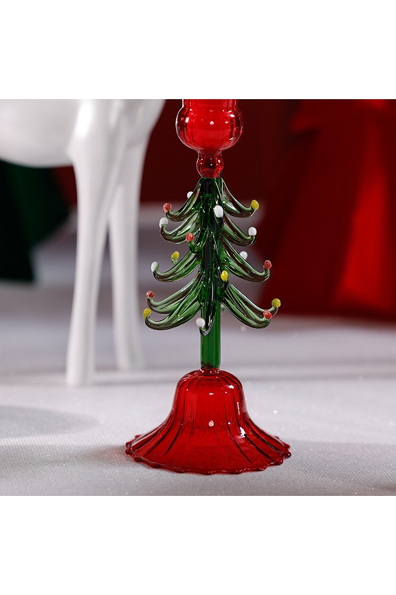 view 2 of 3 Holiday Tree Taper Holder in Red & Green