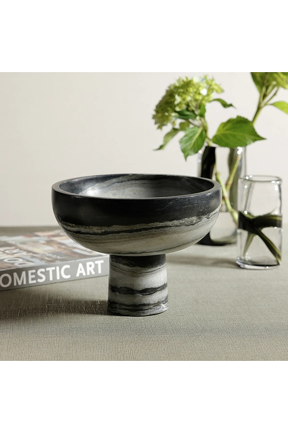 view 2 of 2 Footed Bowl Black Panda Marble in Black