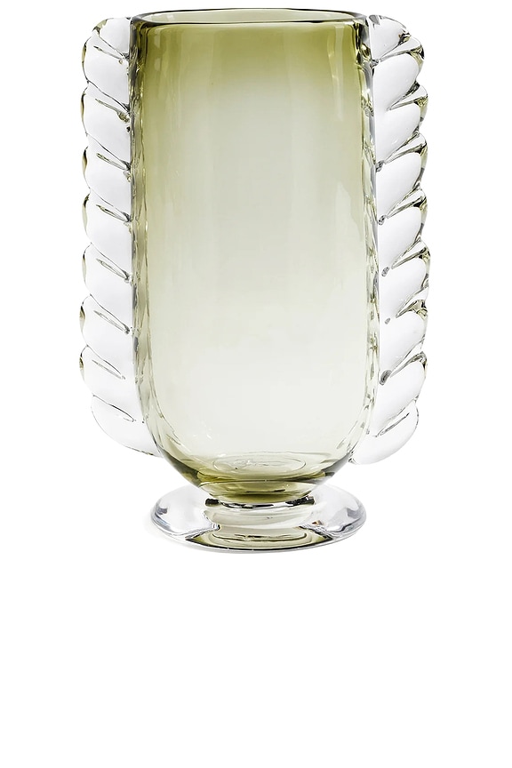 view 1 of 3 Vintage Braided Glass Vase in Green