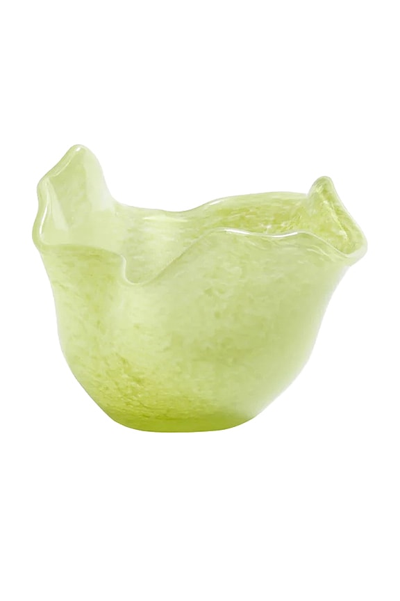 view 1 of 3 PORTAVELAS DE CRISTAL ONDULADO WAVY BOWL GLASS TEALIGHT HOLDER in Green