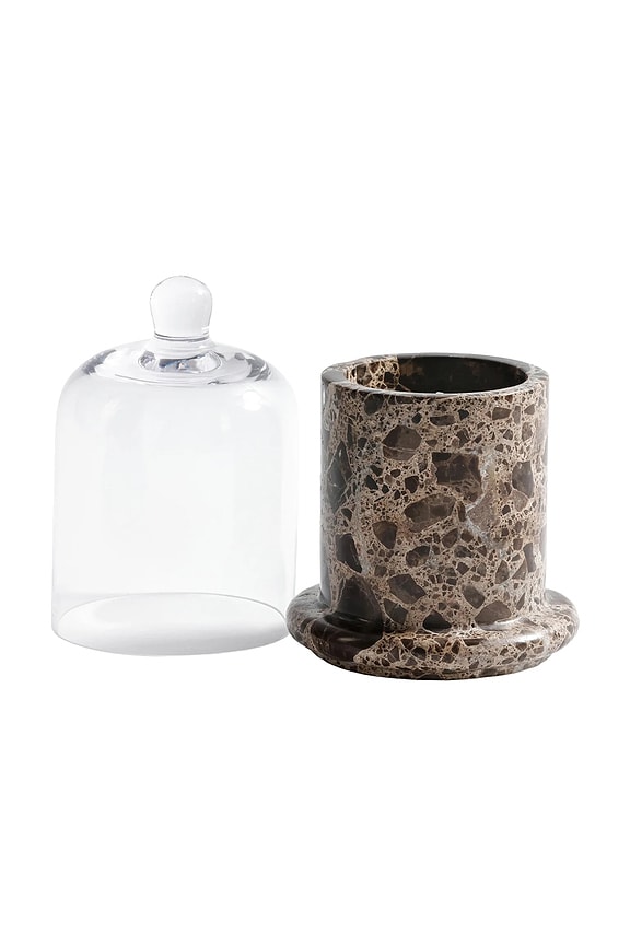 view 2 of 5 Marbella Scented Candle Jar With Cloche in Marrn Emperador Marble