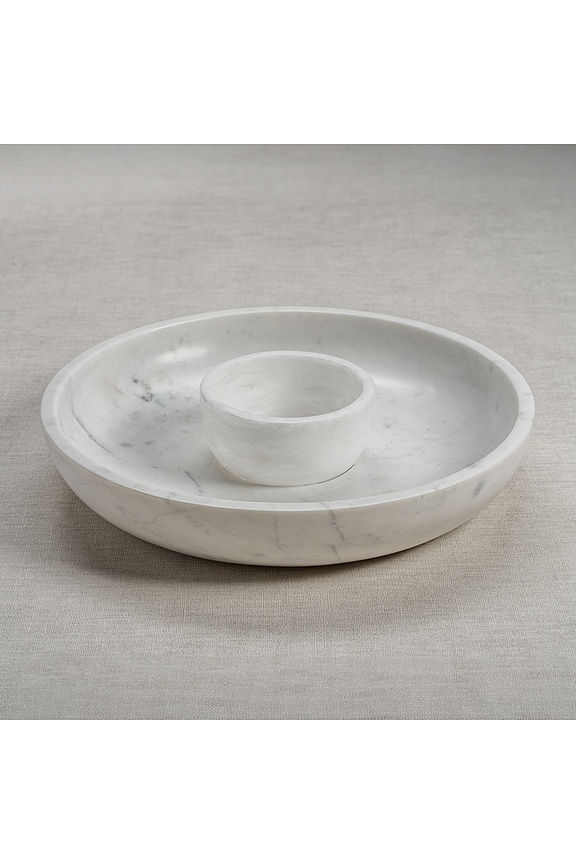 view 2 of 2 BOL DE PATATAS FRITAS Y SALSA ROMA ROMA CHIP AND DIP BOWL in White Marble