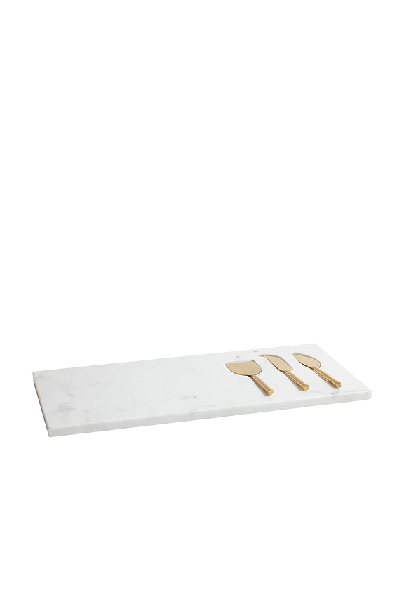 view 1 of 4 BANDEJA DE MÁRMOL CON JUEGO DE 3 UTENSILIOS PARA QUESO MARBLE TRAY WITH SET OF 3 CHEESE TOOLS in White