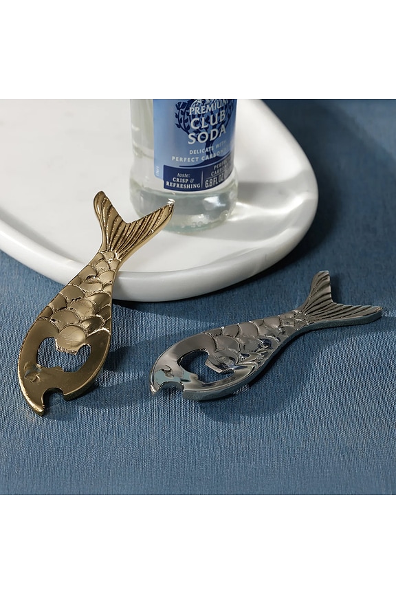 view 2 of 2 Fish Bottle Opener in Polish Nickel Brass
