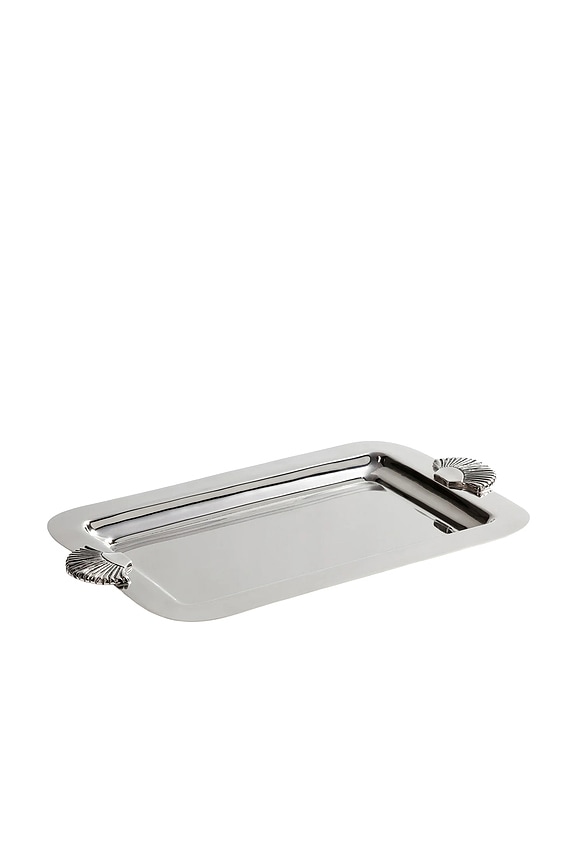 view 1 of 3 Cap Ferrat Shell Design Serving Tray in Polished Nickel