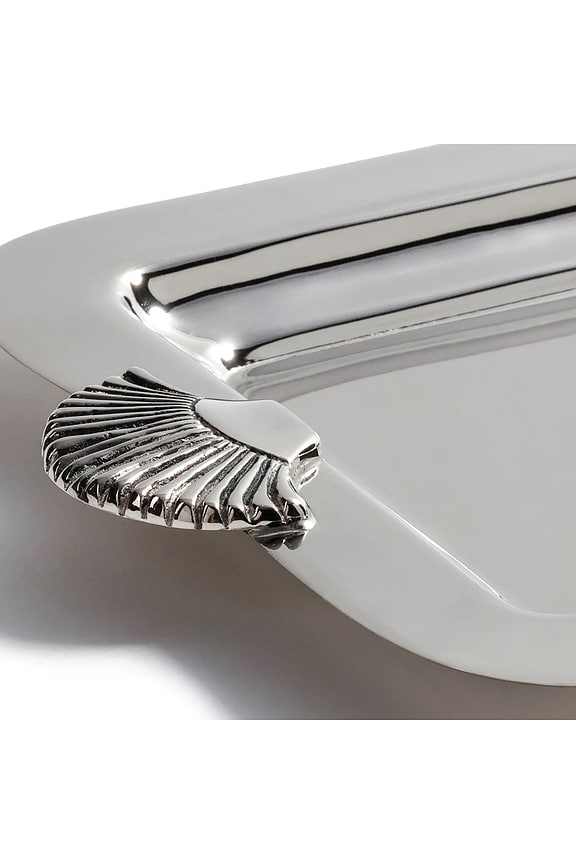 view 2 of 3 Cap Ferrat Shell Design Serving Tray in Polished Nickel