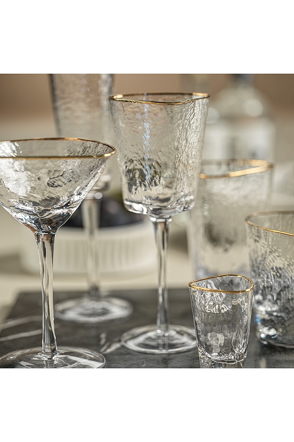 view 2 of 2 Aperitivo Triangular Wine Glasses Set Of 4 in Clear & Gold