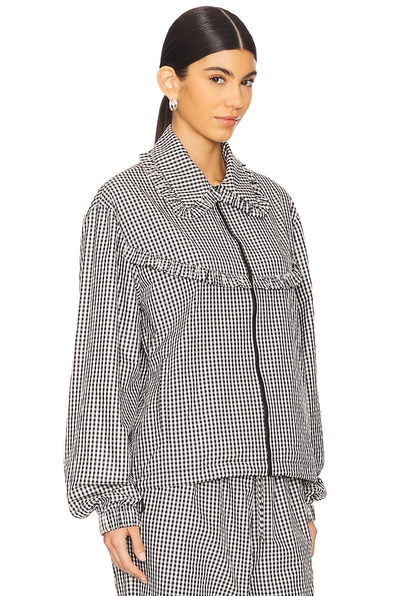 view 2 of 5 Archie Ruffle Trim Track Jacket in Black Gingham