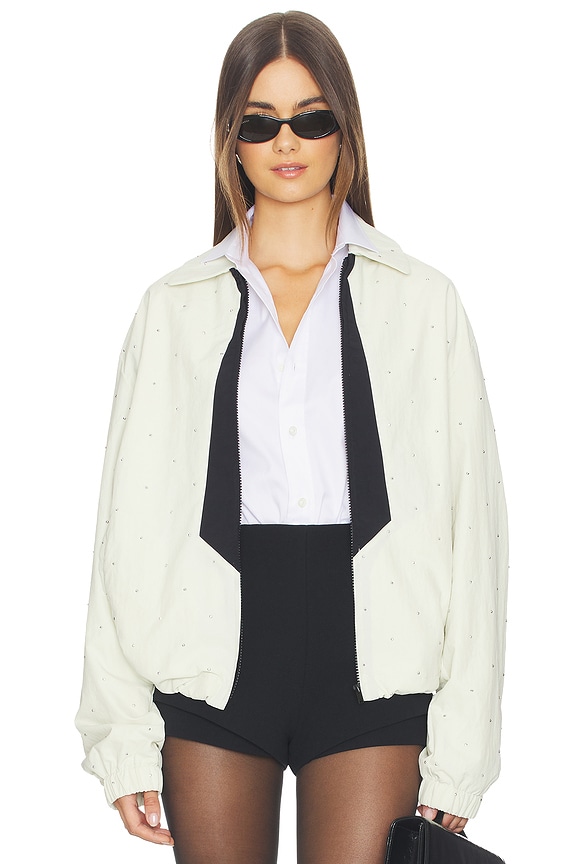 view 2 of 6 Kennedy Hotfix Tie Track Jacket in Ivory & Black