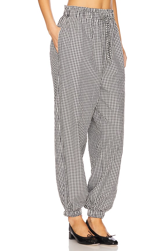 view 2 of 6 Kennedy Ruffle Gingham Track Pant in Black Gingham