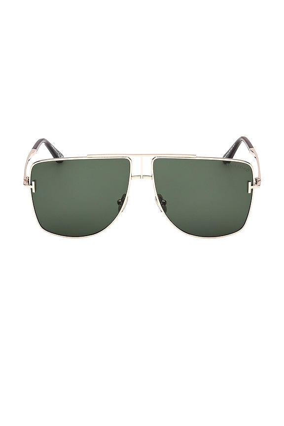 view 1 of 3 Eliott Metal Sunglasses in Shiny Rose Gold & Green Lens