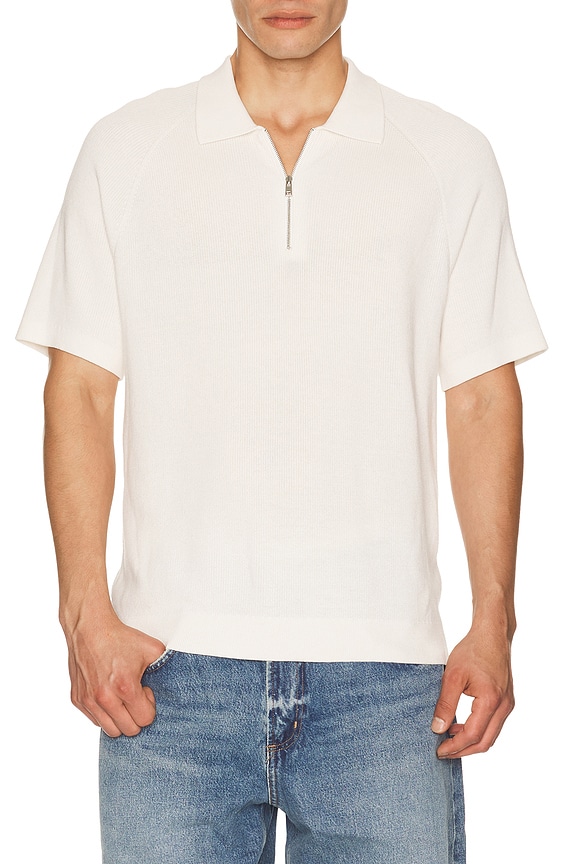 view 1 of 4 Short Sleeve Zip Polo in Winter Ivory