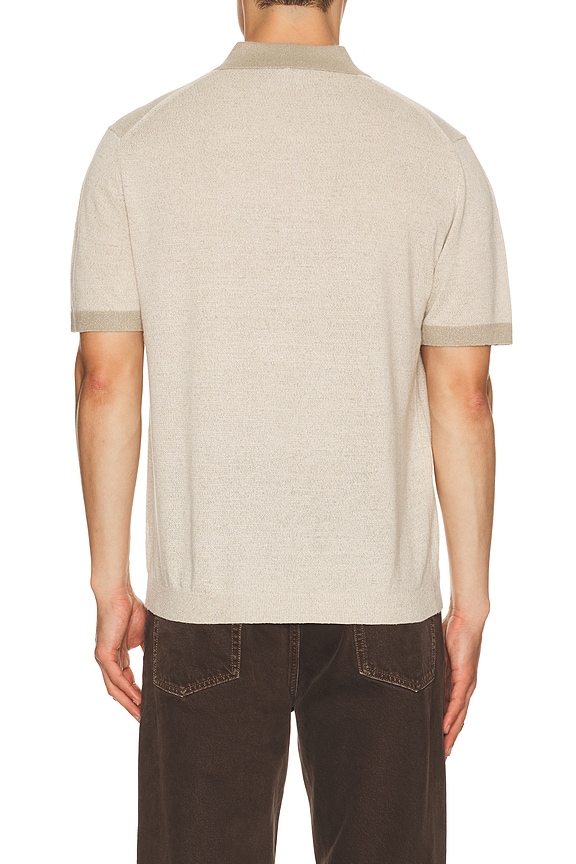 view 2 of 4 Silk Linen Short Sleeve Polo in Silver Cloud