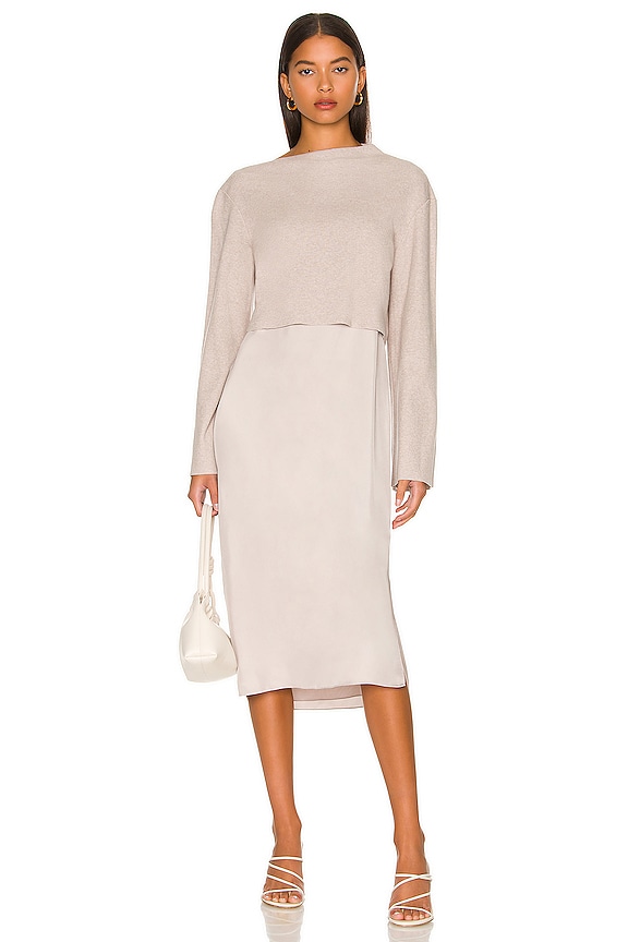view 1 of 4 Long Sleeve Layered Dress in Oatmeal