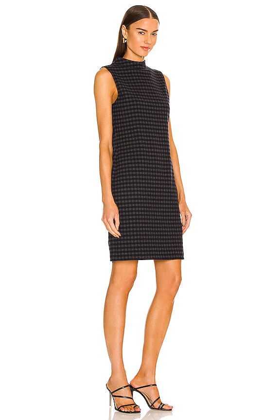 view 2 of 3 High Neck Gingham Dress in Grey Multi