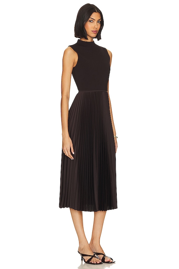 view 2 of 3 Pleated Satin Midi Dress in Mink