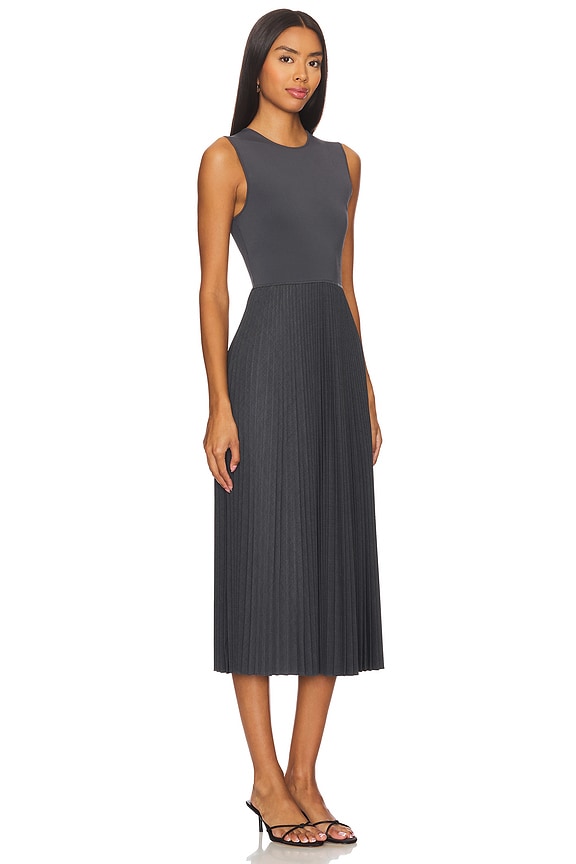 view 2 of 3 Pleated Dress in Charcoal Melange