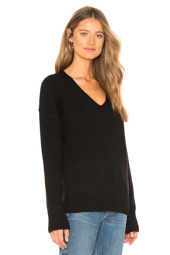 view 2 of 4 Relaxed V Neck Cashmere Sweater in Black