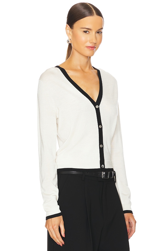 view 2 of 4 Tipped Cardigan in Ivory & Black