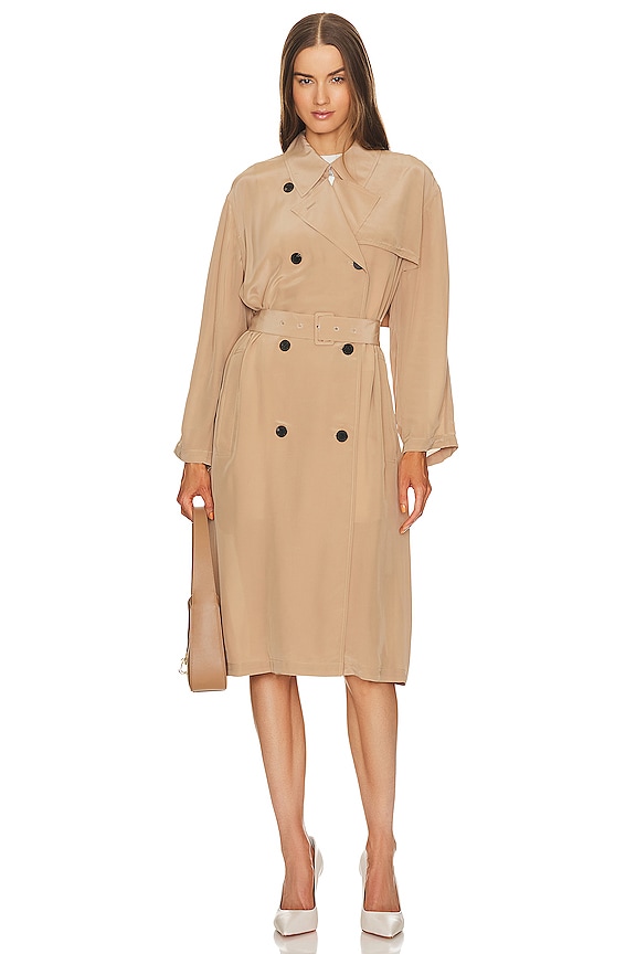 view 2 of 4 Airy Double Breasted Trench Coat in Saddle