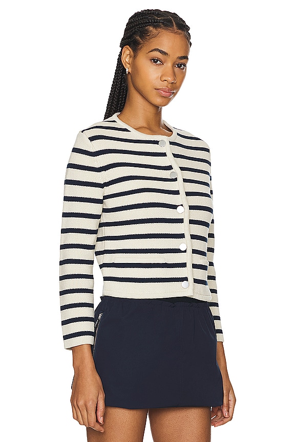 view 2 of 4 Striped Jacket in Cream & Bright Navy