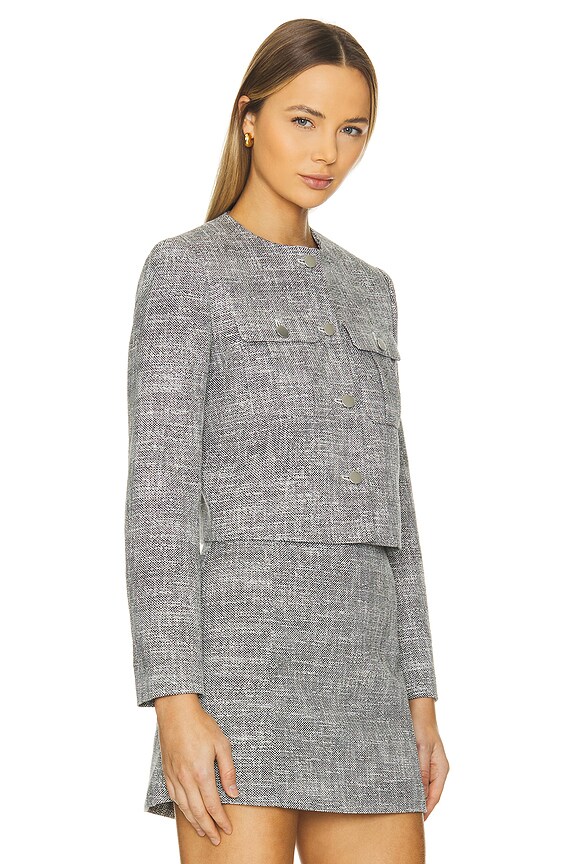 view 2 of 5 Tweed Military Jacket in Black Multi