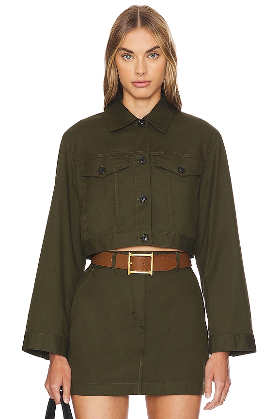 view 2 of 5 CROP トラッカージャケット in Dark Olive